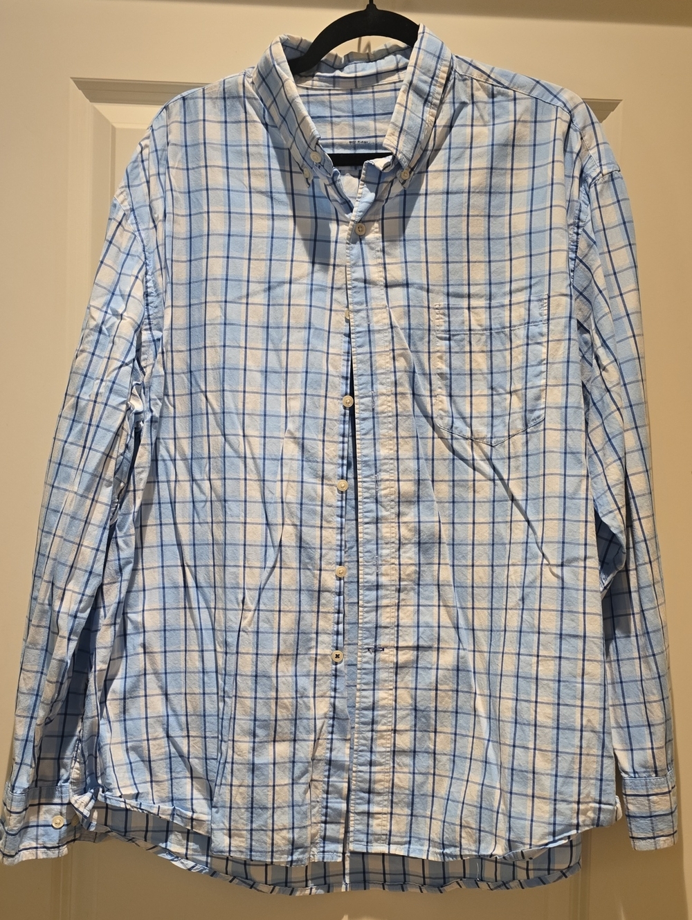 Light Blue Plaid Men's Button-Down Shirt